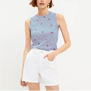 Loft Lobster Blue Stripe Harbor Tank Top Cotton Size Medium